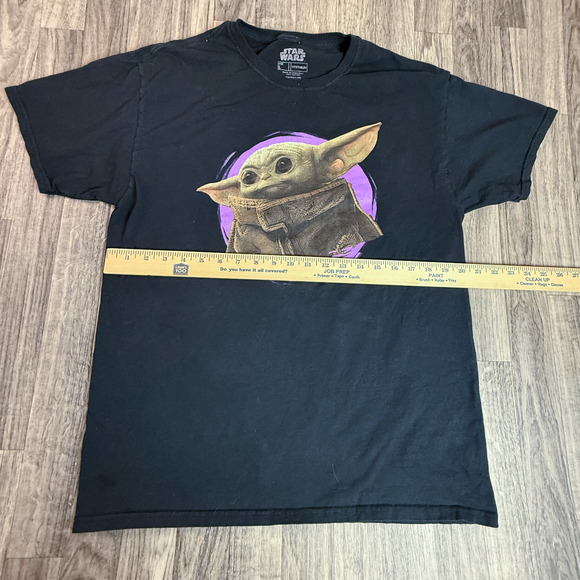 Star Wars Mandalorian Grogu Baby Yoda T-Shirt Black L Fifth Sun 100% Cotton Tee - Picture 4 of 5